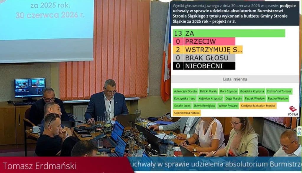 Burmistrz Stronia Śląskiego z absolutorium z wykonania budżetu i wotum zaufania od radnych