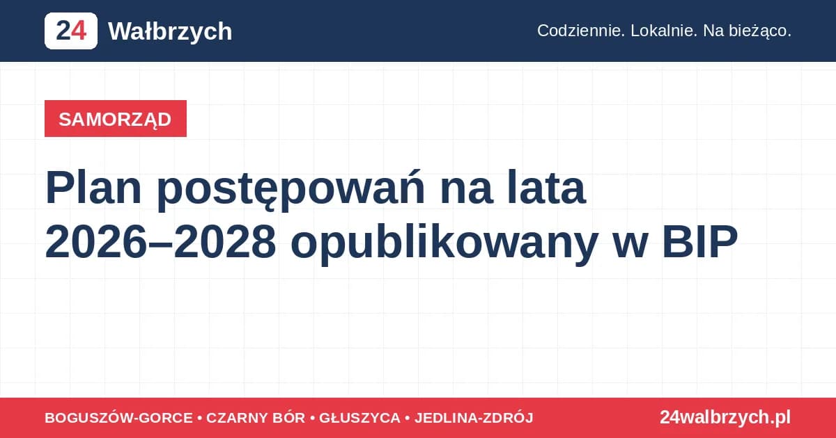 Plan postępowań na lata 2026–2028 opublikowany w BIP