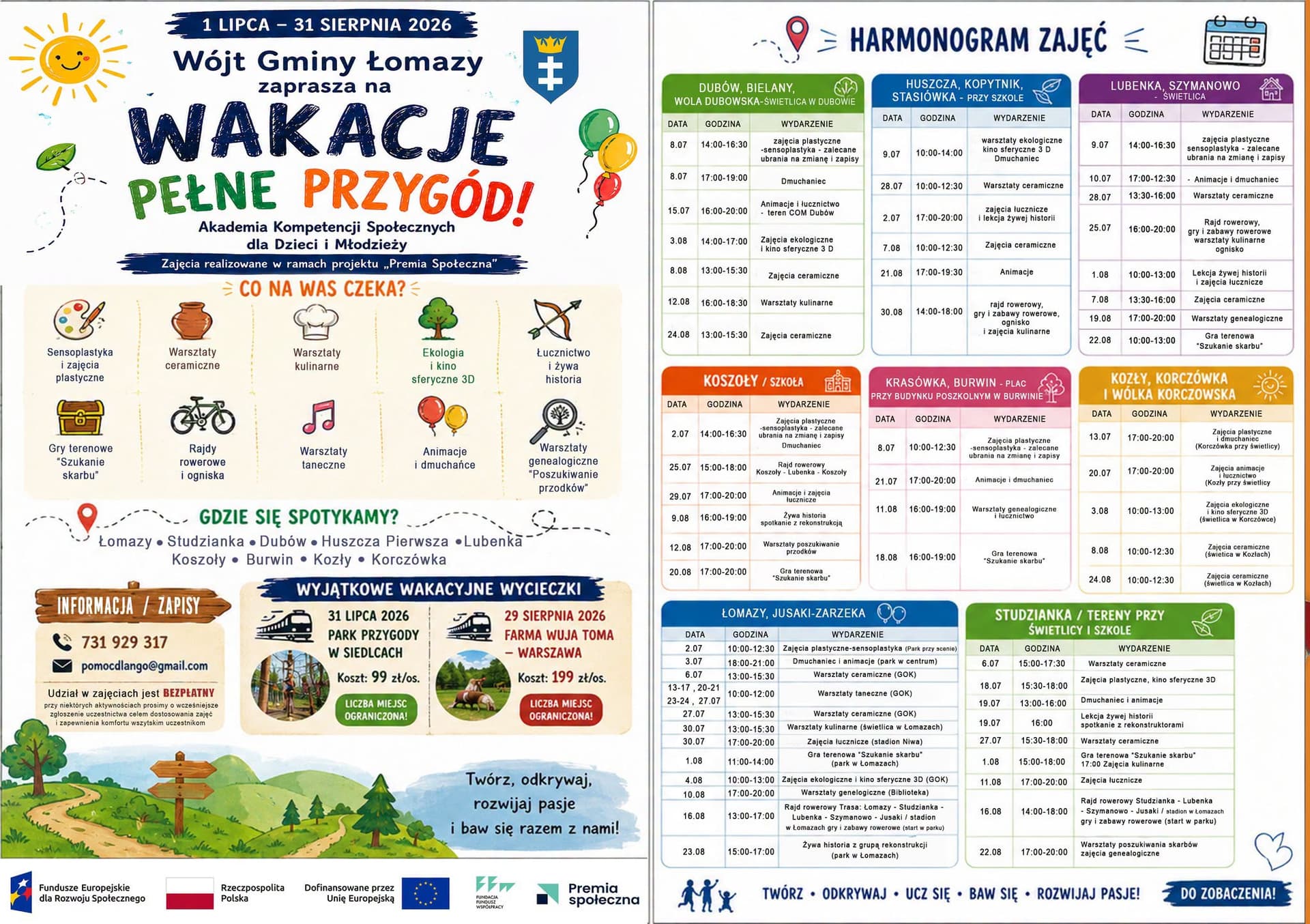 Wakacje 2026 w Łomazach. GOK, biblioteka i gmina zapraszają dzieci i młodzież