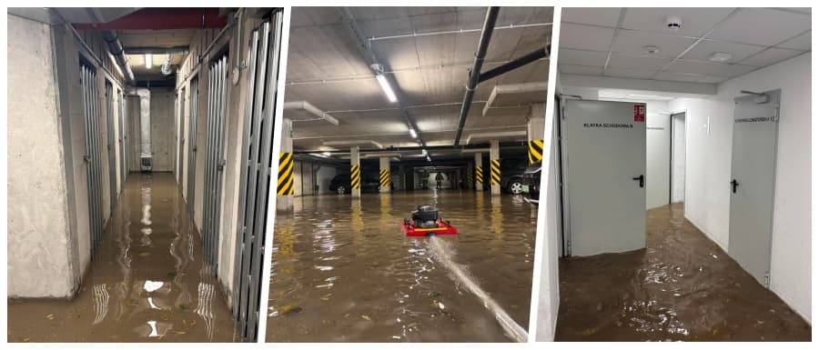 Po ulewie strażacy wypompowywali wodę z garażu przez ponad cztery godziny