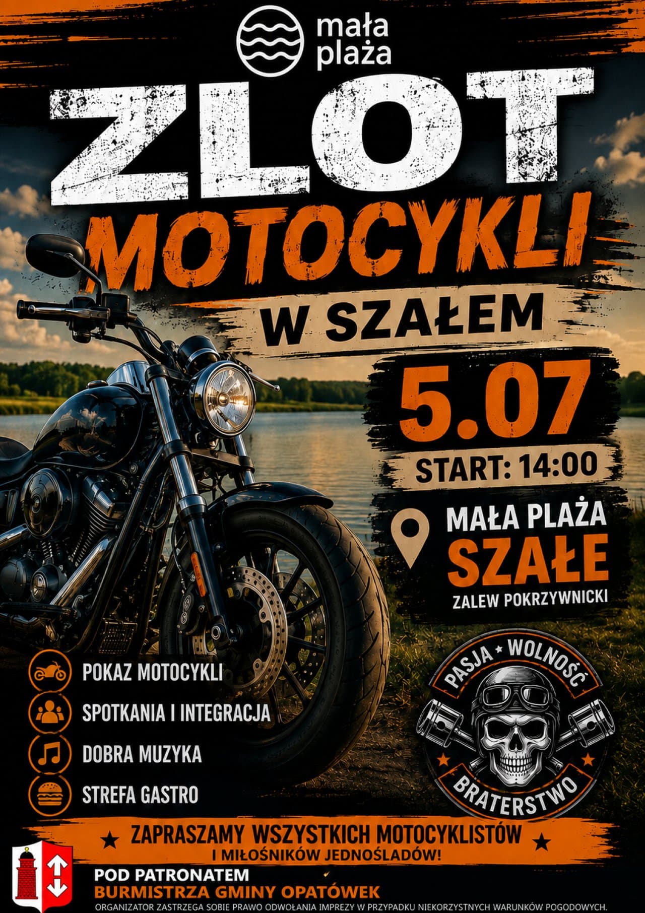 Mała Plaża w Szałem zaprasza na widowiskowe pokazy i zlot motocykli