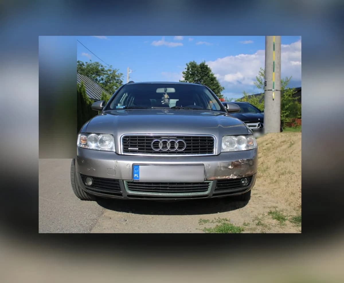 O krok od tragedii w Małopolsce. Pijany kierowca audi z dzieckiem rozbił się na posesji