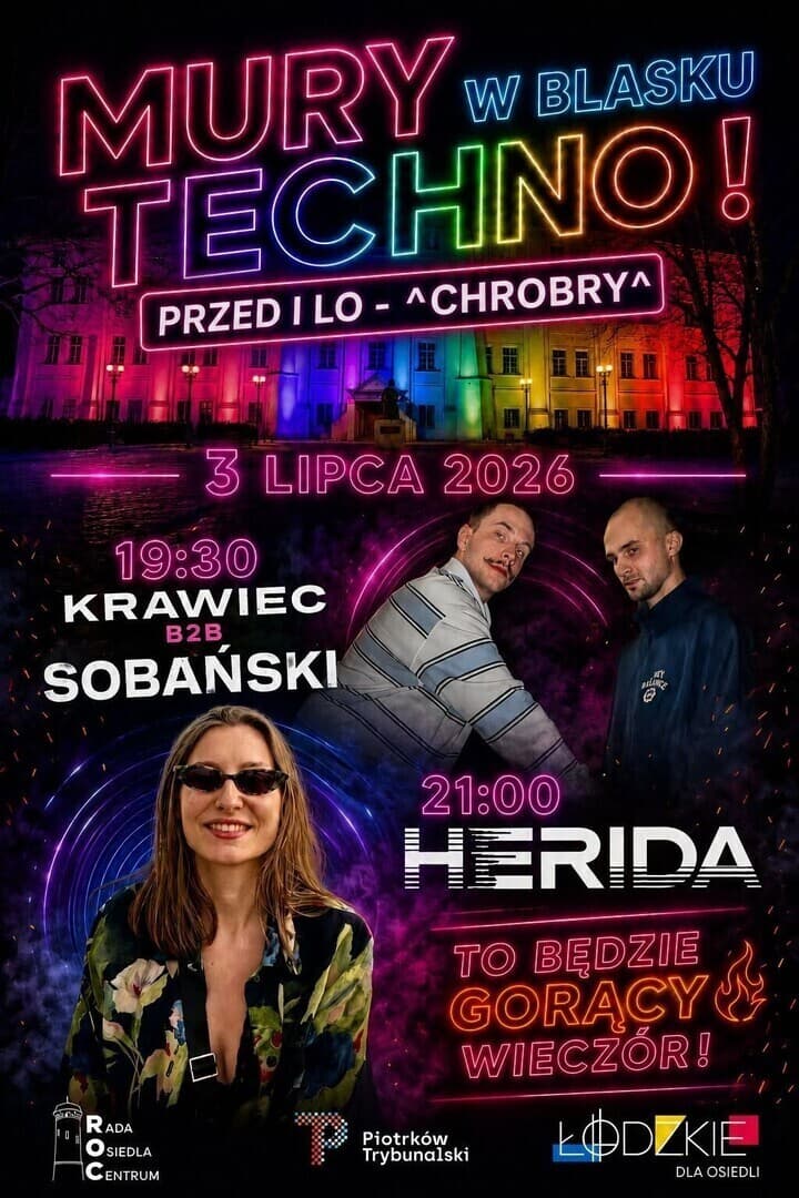 „Mury w Blasku Techno” już 3 lipca. Wyjątkowe wydarzenie przed I LO w Piotrkowie