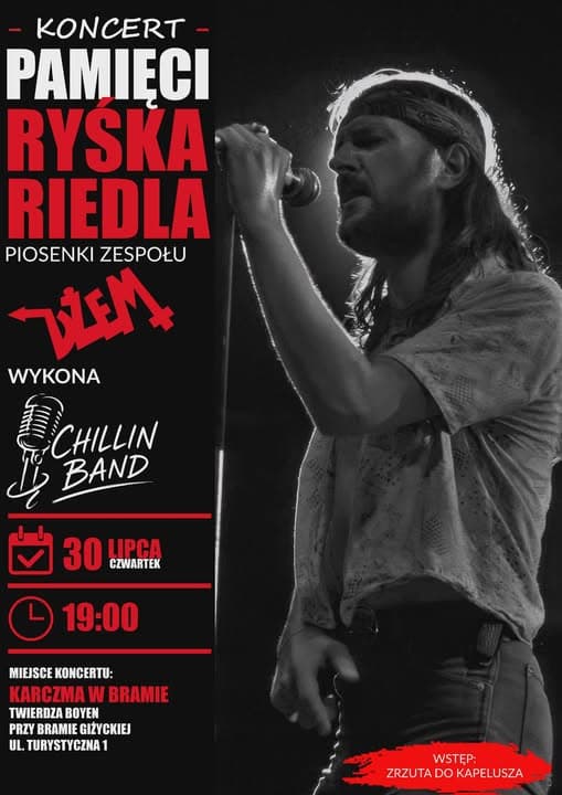 Koncert pamięci Ryśka Riedla w Giżycku. Chillin’ Band zagra piosenki zespołu Dżem w Twierdzy BoyenKoncert📅 30 lipca 2026📍 Twierdza Boyen Giżycko