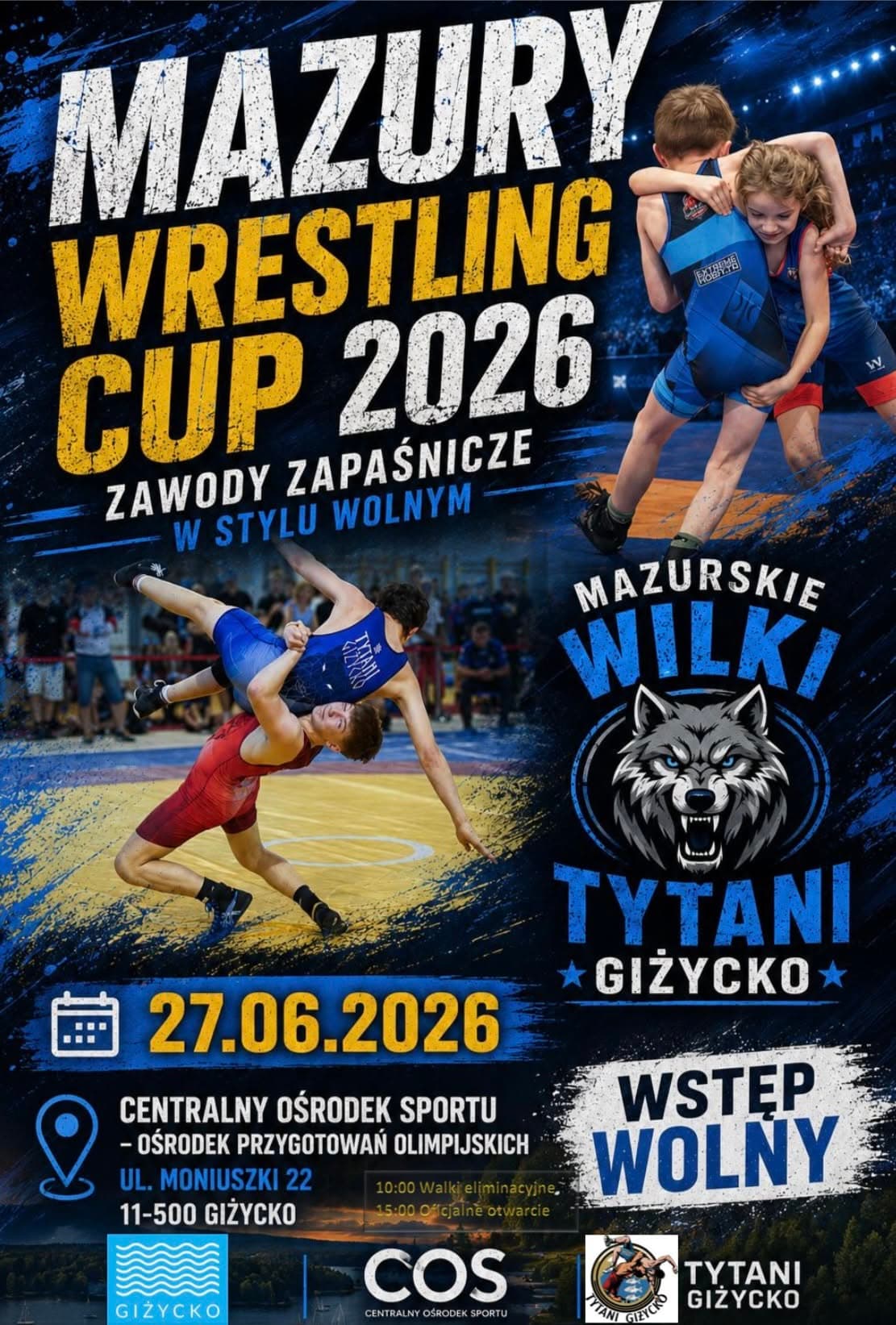 Mazury Wrestling Cup 2026 w Giżycku. Międzynarodowy turniej zapaśniczy w COS OPOSportPatronat CG📅 27 czerwca 2026📍 COS OPO Giżycko