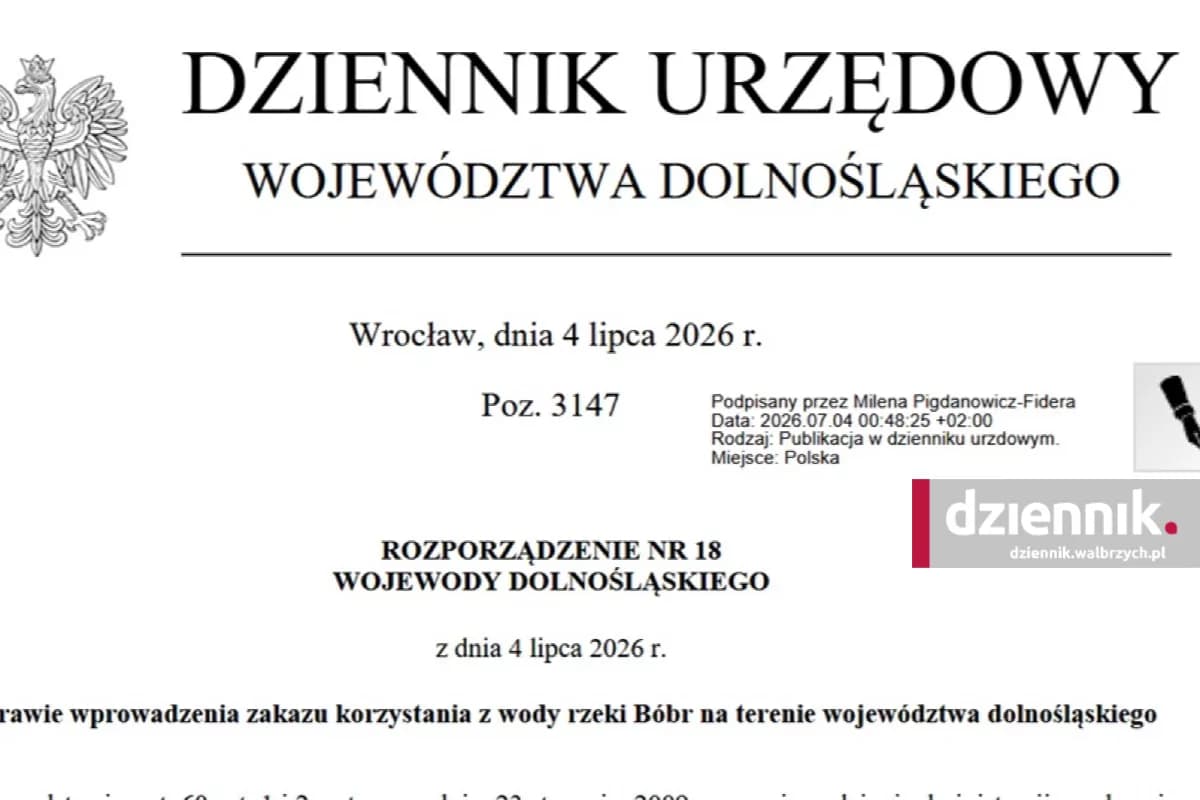 Skażona woda w rzece Bóbr na Dolnym Śląsku. Wojewoda wprowadziła zakaz korzystania z rzeki poniżej zbiornika Pilchowice