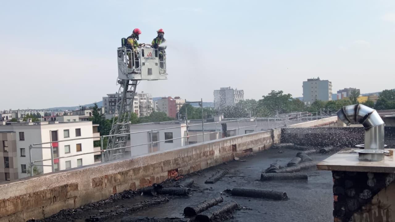MIASTO Pożar na budowie bloku przy ul. Lecha w Kielcach