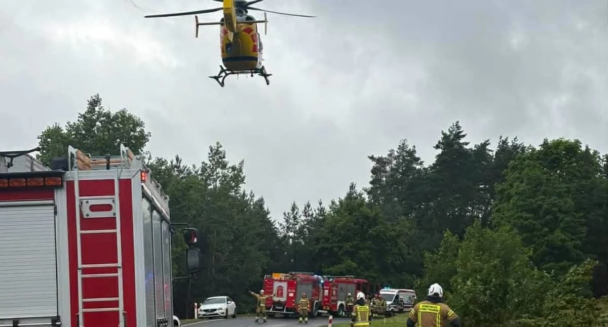 Groźny wypadek na drodze krajowej nr 53. 43-latka została przetransportowana