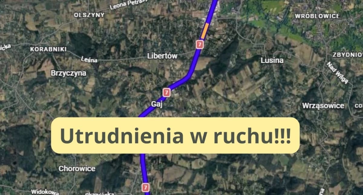 Zakopianka zwęża się do jednego pasa w kierunku Krakowa. Utrudnienia potrwają do