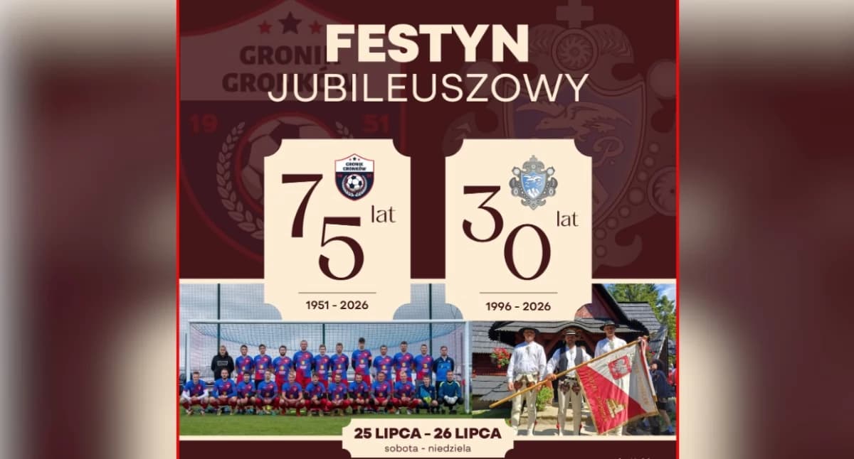 Gronków zaprasza na wielkie święto. LKS Gronik i Związek Podhalan obchodzą jubileusze