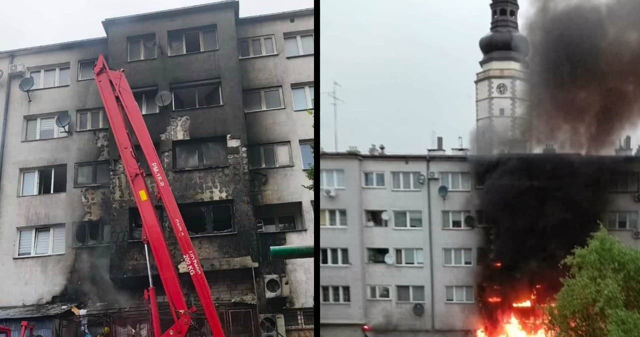 Ogień przeniósł się z wiaty na budynek. Potężny pożar na Dolnym Śląsku
