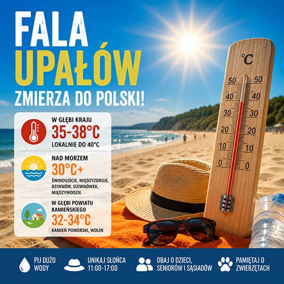 Fala upałów zmierza do Polski. Mieszkańcy powiatu kamieńskiego powinni zachować ostrożność