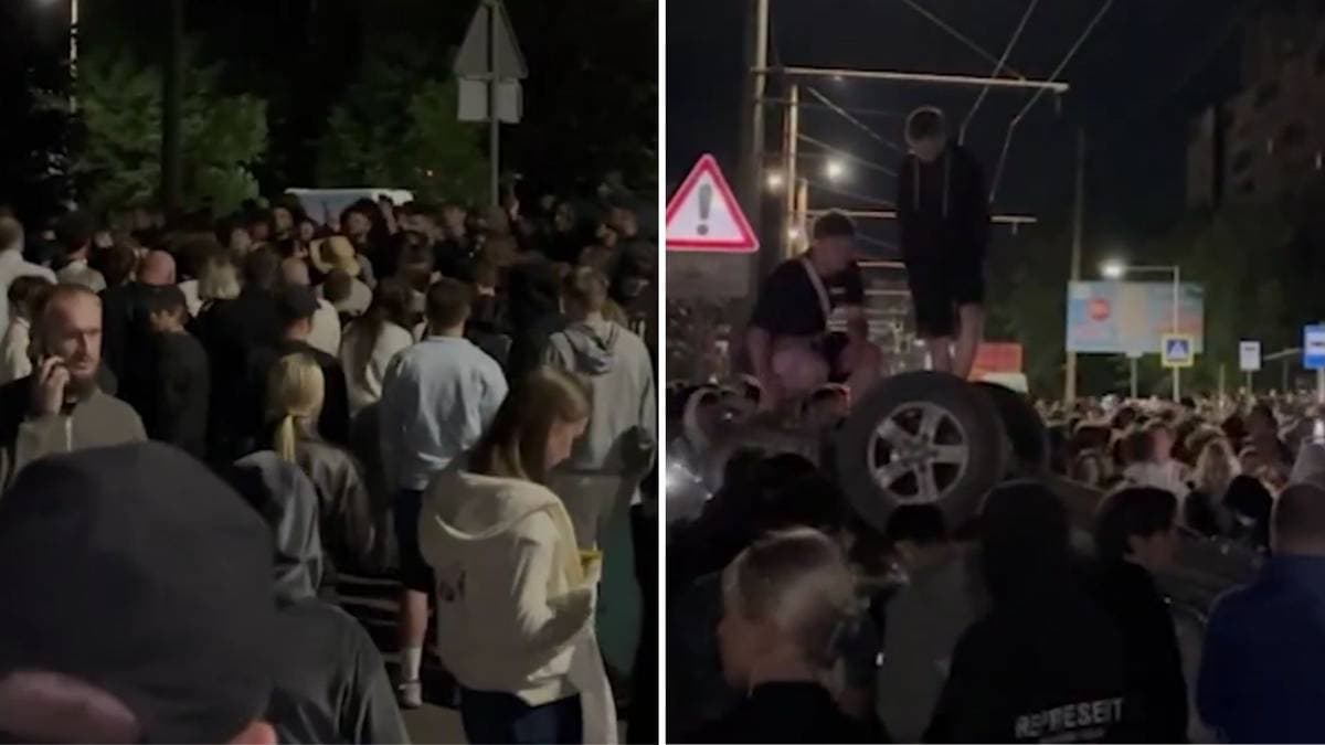 Tłum rzucił się na wojskowe auto. Zamieszki we Lwowie