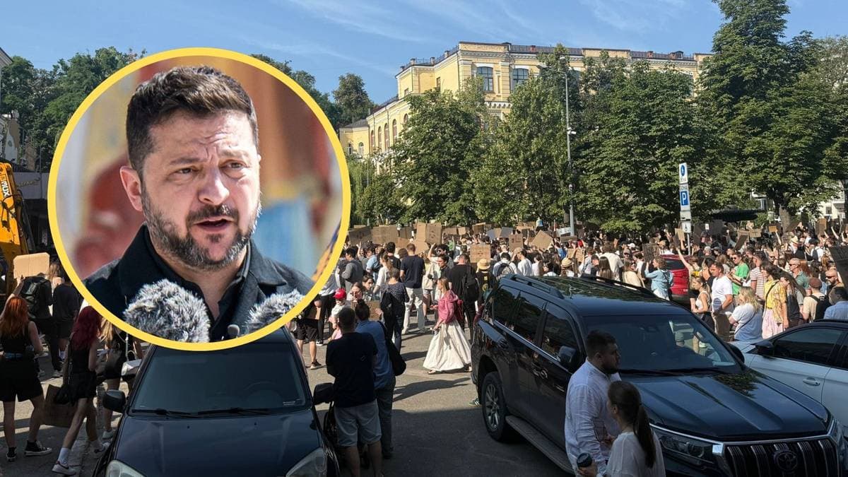 Tysiące ludzi wyszły na ulice Kijowa. Protest po decyzji Zełenskiego