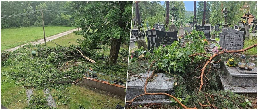 Nawałnica zniszczyła cmentarz w Mostowlanach. Parafia apeluje o pomoc [FOTO]