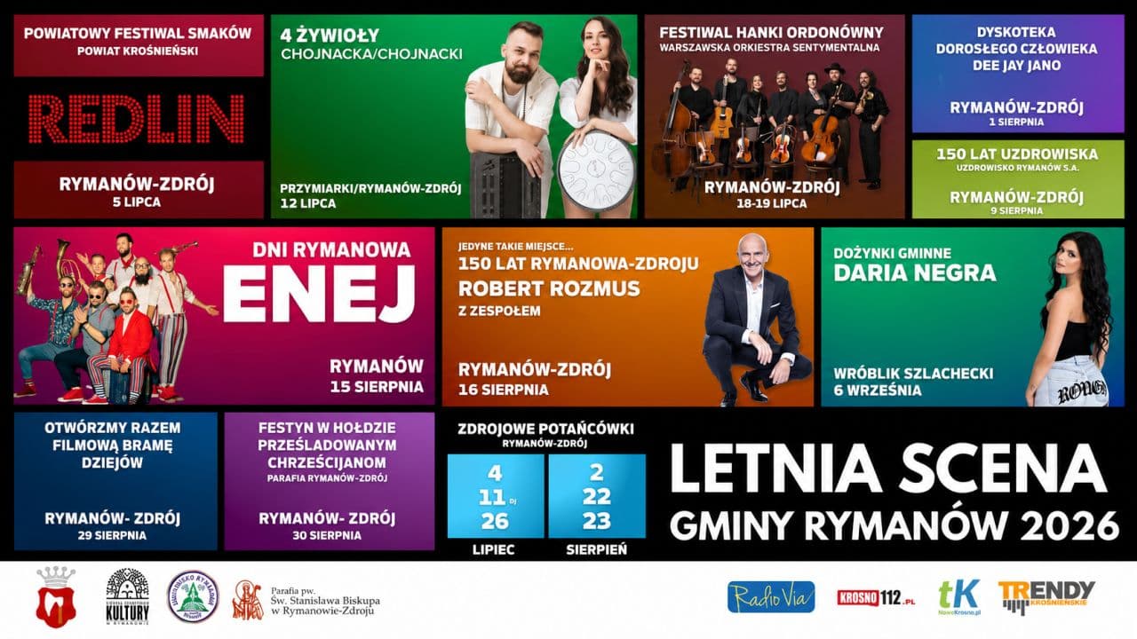 Muzyka, tradycja i wielkie jubileusze – Letnia Scena Gminy Rymanów 2026 zaprasza na wakacje pełne wrażeń