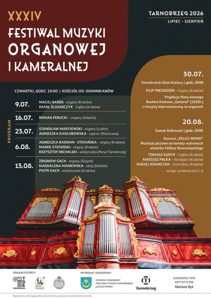 Tarnobrzeg. Siedem koncertów podczas XXXIV Festiwalu Muzyki Kameralnej i Organowej
