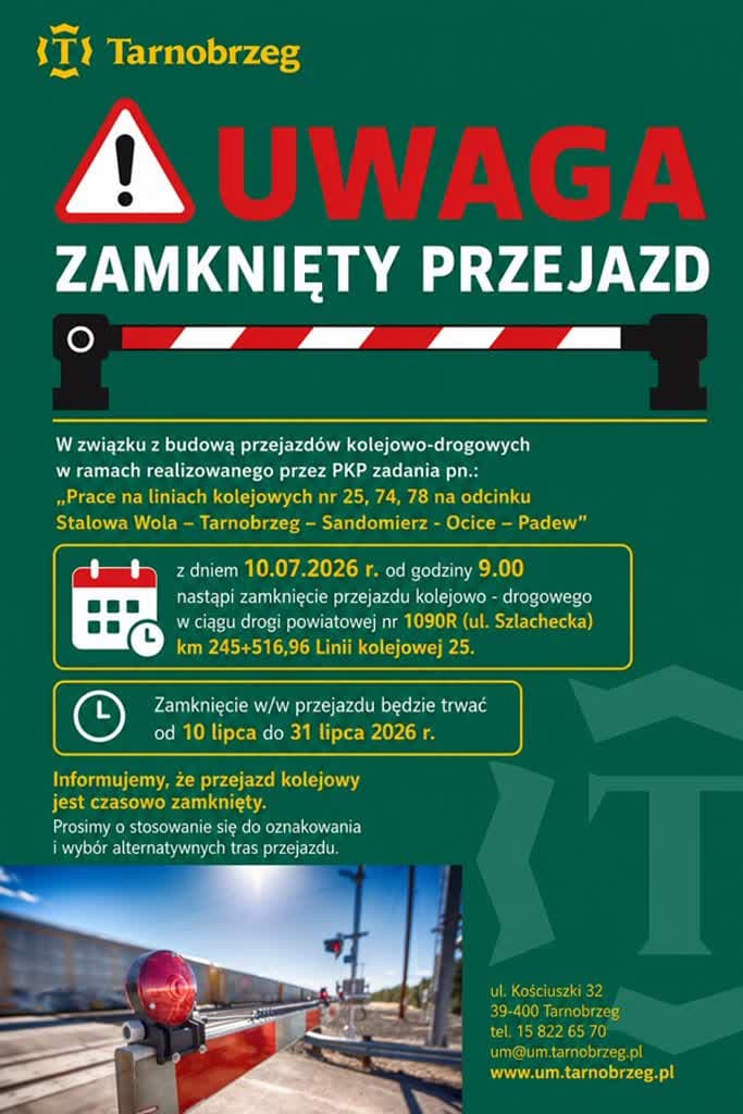 Tarnobrzeg. PKP zmienia organizację ruchu. Kierowcy pojadą objazdem