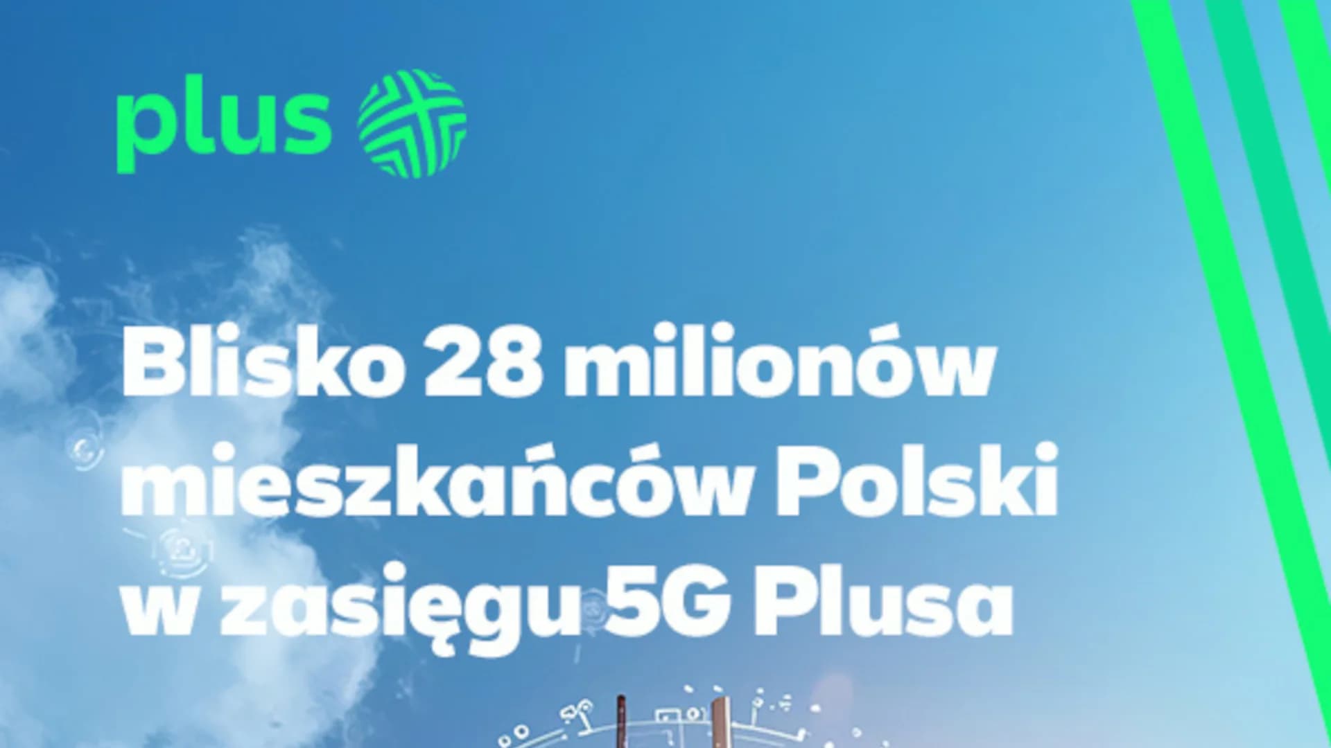 Plus kontynuuje rozbudowę oraz modernizację sieci 5G. Blisko 28 milionów mieszkańców Polski w zasięgu 5G Plusa
