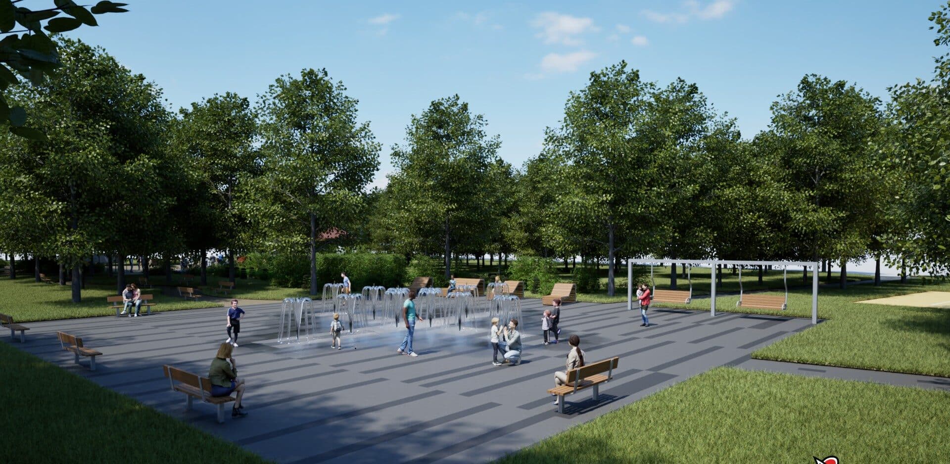 Park w Bierutowie zmienia oblicze. Trwa budowa fontanny i wytyczanie alejek