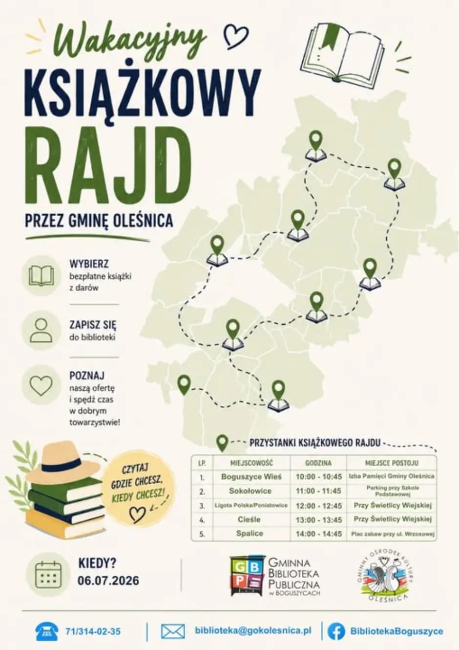 Nowe Wakacyjny książkowy rajd przez gminę Oleśnica już 6 lipca