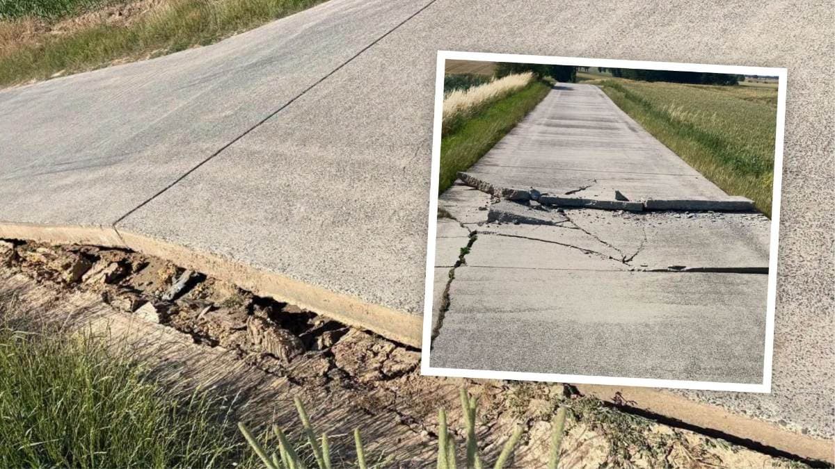 „Betonówka” zamknięta. Droga się wypiętrzyła, płyty popękały
