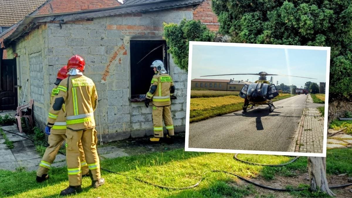Pożar w Kowalach. 63-latek poszkodowany, ma poparzenia twarzy