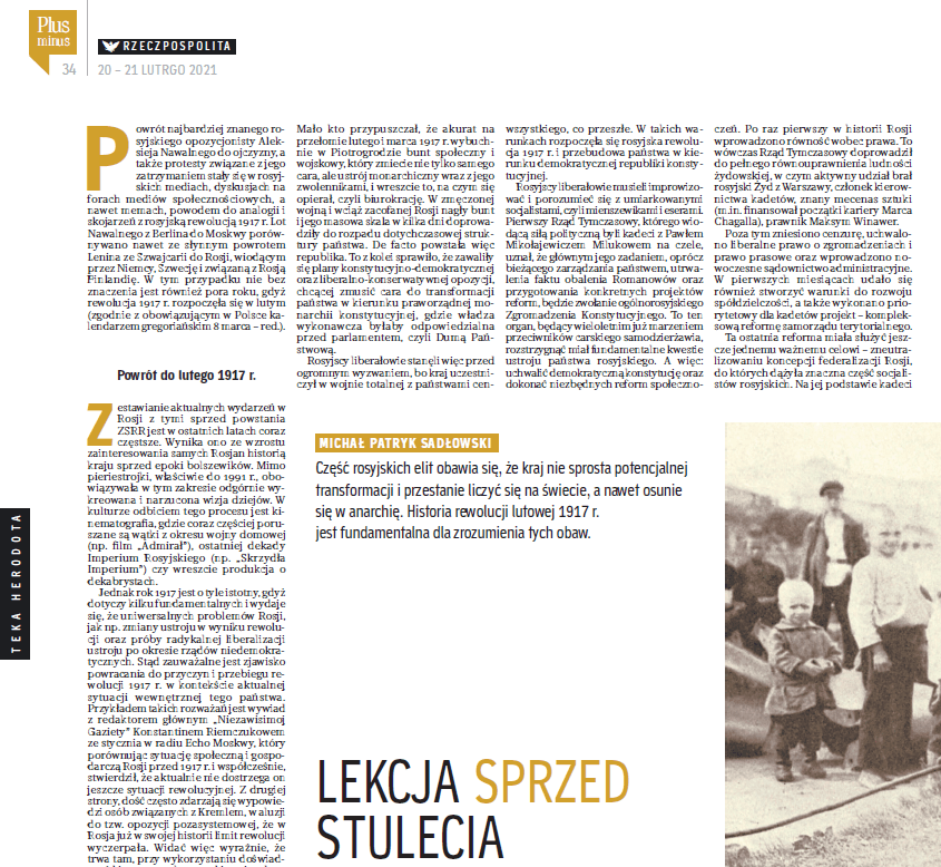 W weekendowym "PlusMinus" @rzeczpospolita mój debiut, czyli krótko o tym czym była rewolucja lutowa 1917 r. oraz dlaczego elity Rosji wciąż się do niej odwołują. Zwłaszcza teraz. A w numerze również Pan Redaktor @mar_luniewski o Rosji. Serdecznie zachęcam do zakupu ;)