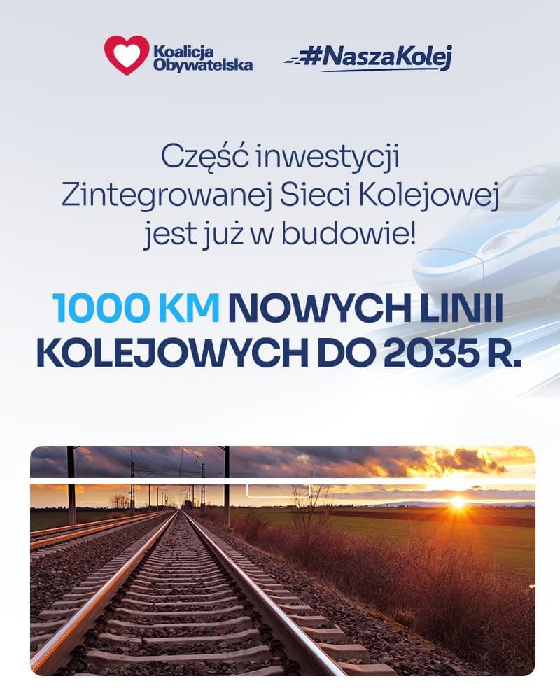 Zintegrowana Sieć Kolejowa to 1000 km nowych linii kolejowych do 2035 r.! 🇵🇱🚄 #NaszaKolej