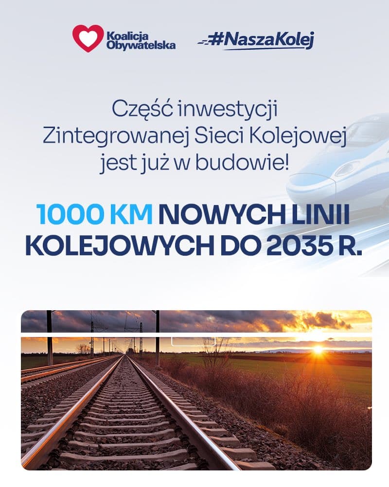 Zintegrowana Sieć Kolejowa to 1000 km nowych linii kolejowych do 2035 r.! 🇵🇱🚄 #NaszaKolej