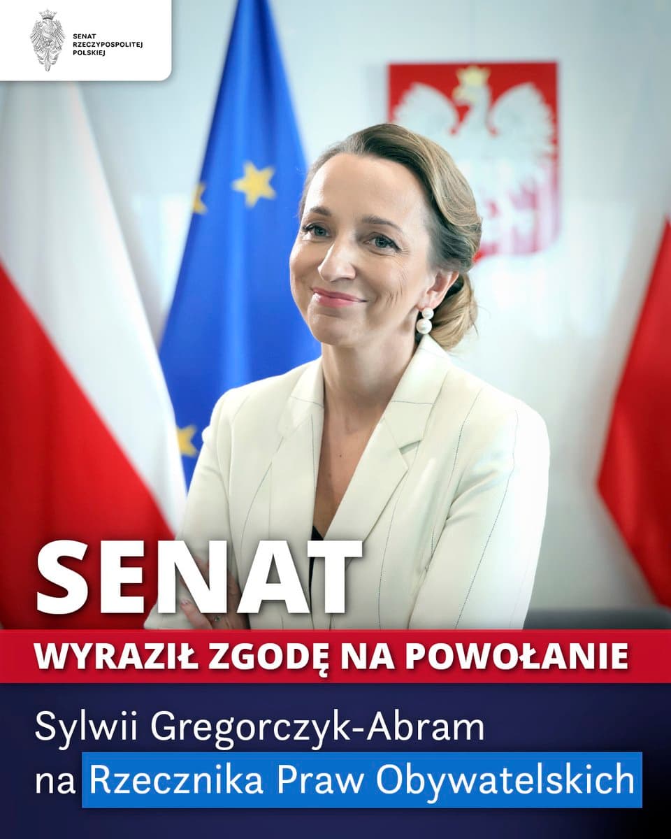 Senat wyraził zgodę na powołanie Sylwii Gregorczyk-Abram na Rzecznika Praw Obywatelskich.