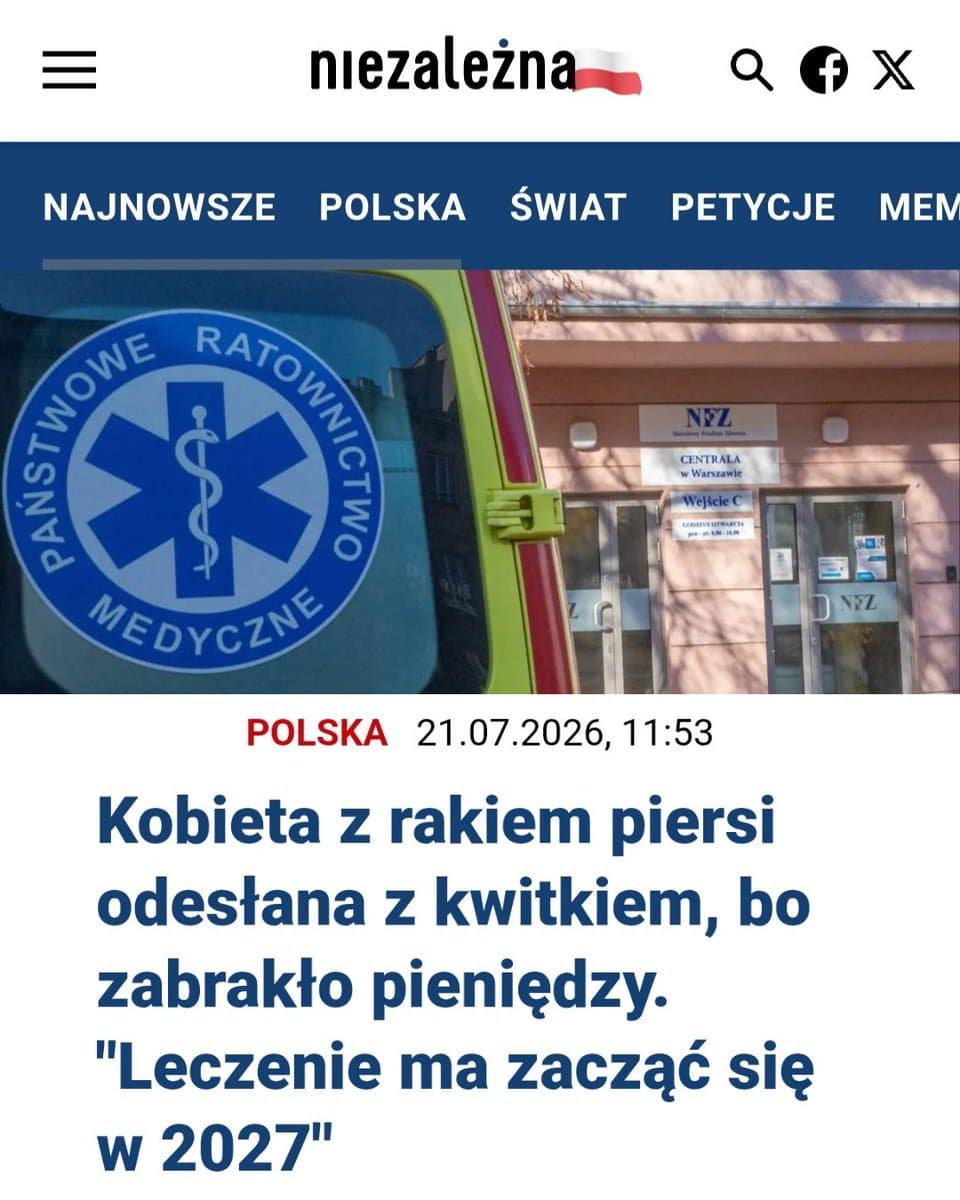 Tusk obiecał przekazanie 3 miliardów złotych na onkologię, wszystko poszło na propagandę. Służba zdrowia nigdy nie była w aż tak złej kondycji. Już w zeszłym roku, w listopadzie, zaczęto odsyłać chorych na raka. W tym roku już w lipcu.