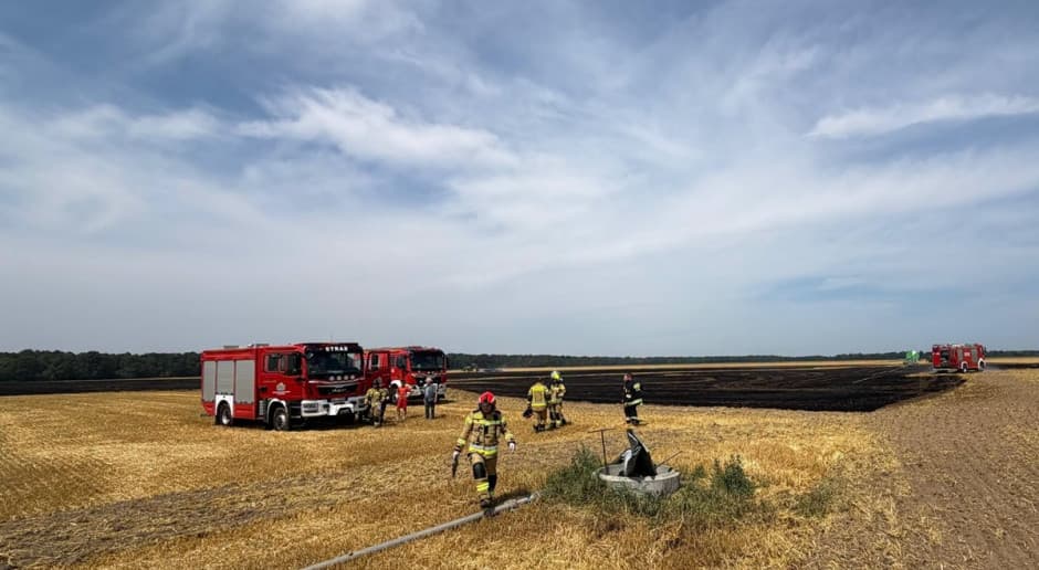 Pożar na polu pod Kluczborskiem. Spłonęło 5 hektarów ścierniska