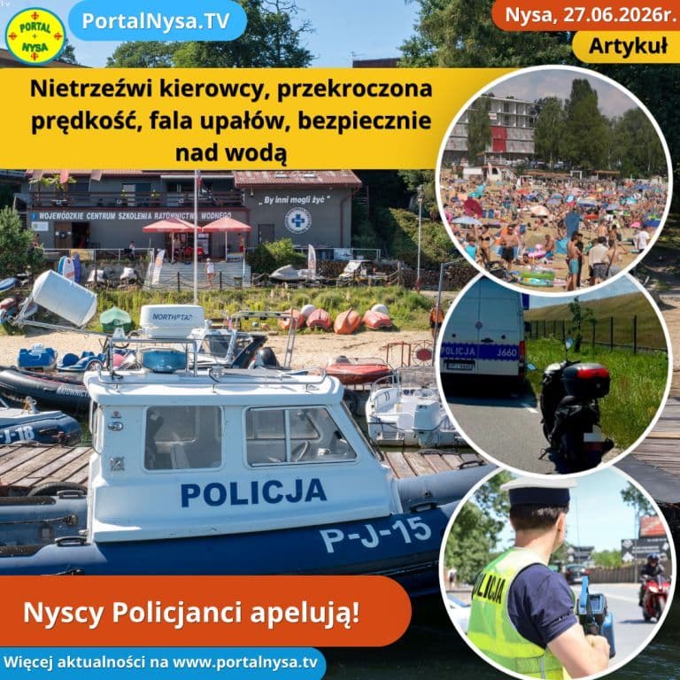 Nietrzeźwi kierowcy, przekroczona prędkość, fala upałów, bezpiecznie nad wodą – Nyscy Policjanci apelują!