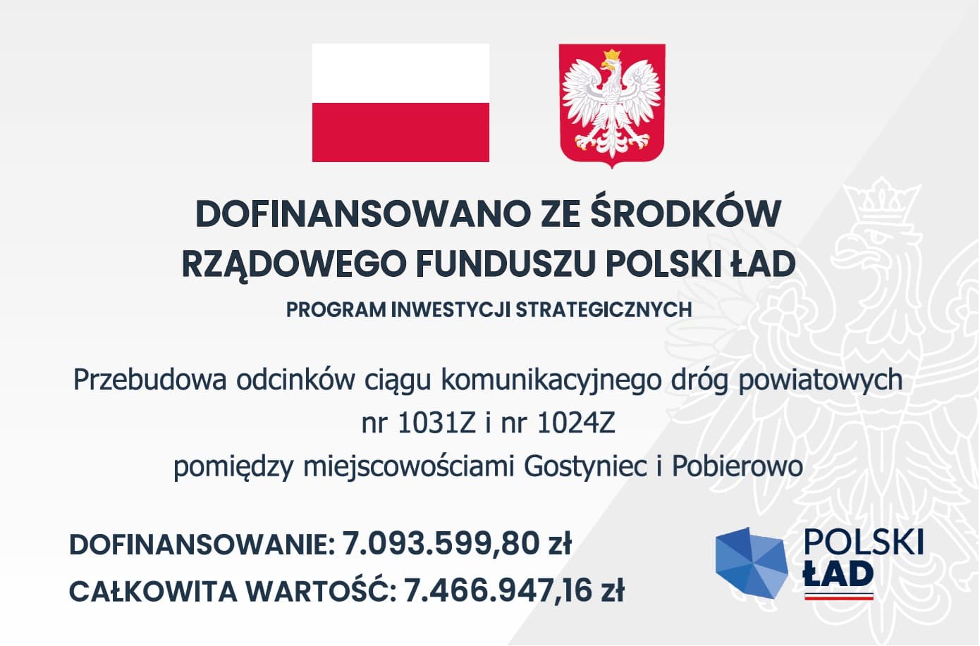 Przebudowa odcinków ciągu komunikacyjnego dróg powiatowych nr 1031Z i nr 1024Z pomiędzy miejscowościami Gostyniec i Pobierowo