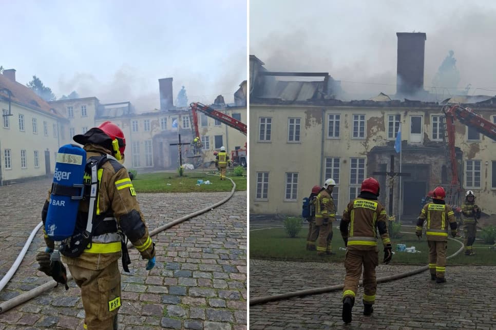 Pożar zabytkowego pałacu w Wietrznie. Ewakuowano 49 osób
