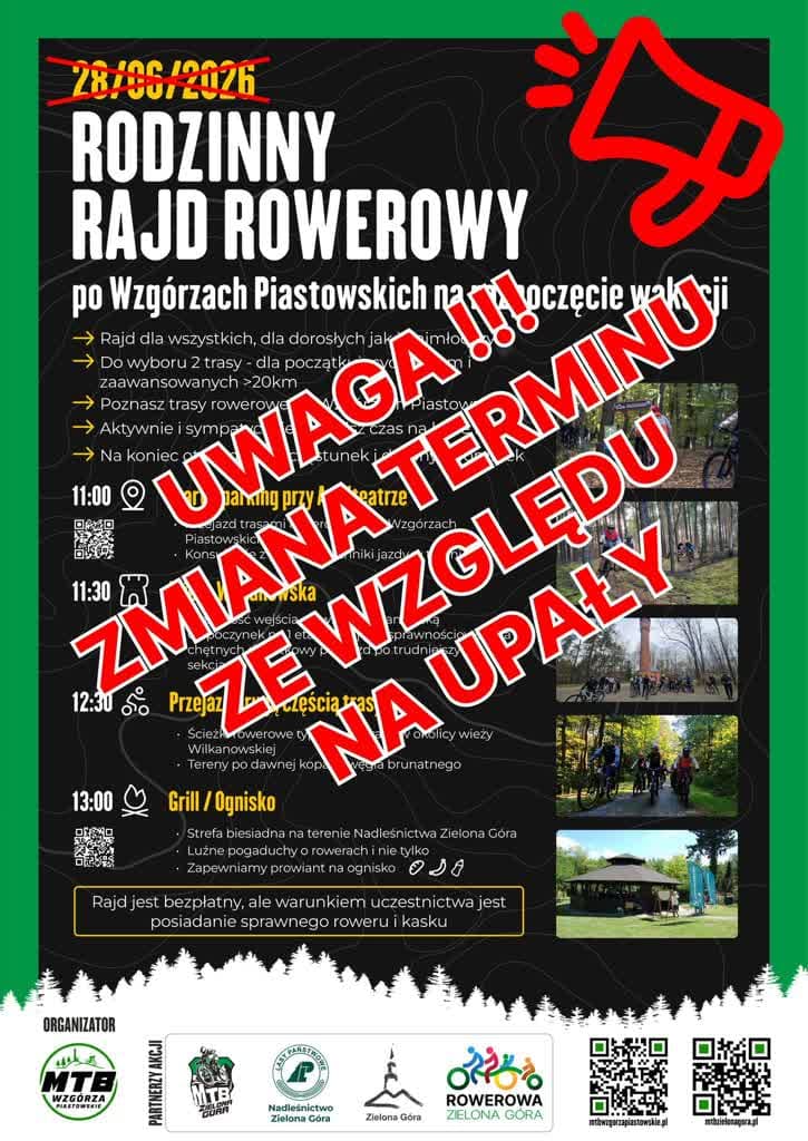 Rodzinny rajd MTB przełożony ze względów bezpieczeństwa