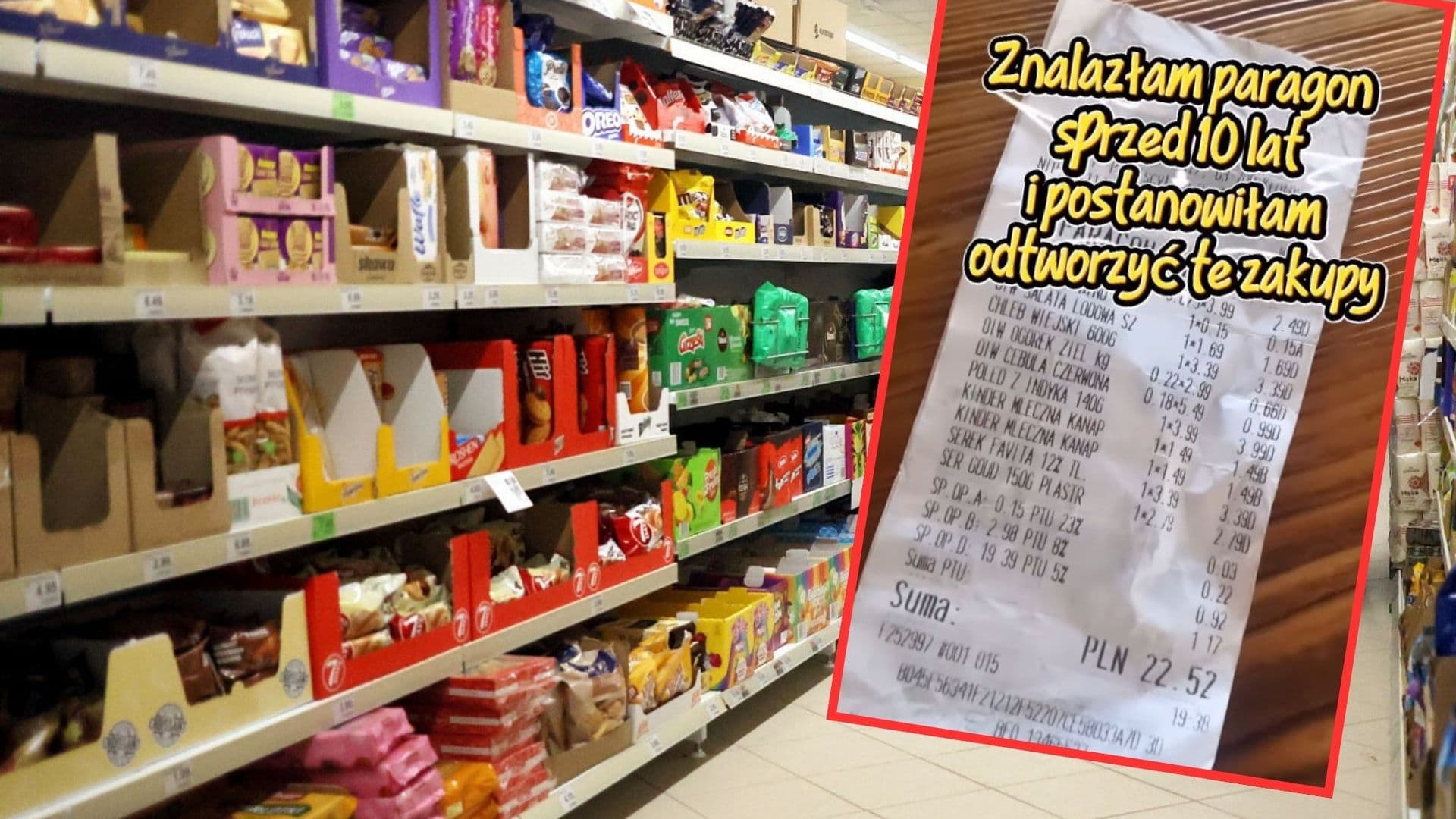 Znalazła paragon sprzed 10 lat i zrobiła te same zakupy. Jeden produkt ma identyczną cenę