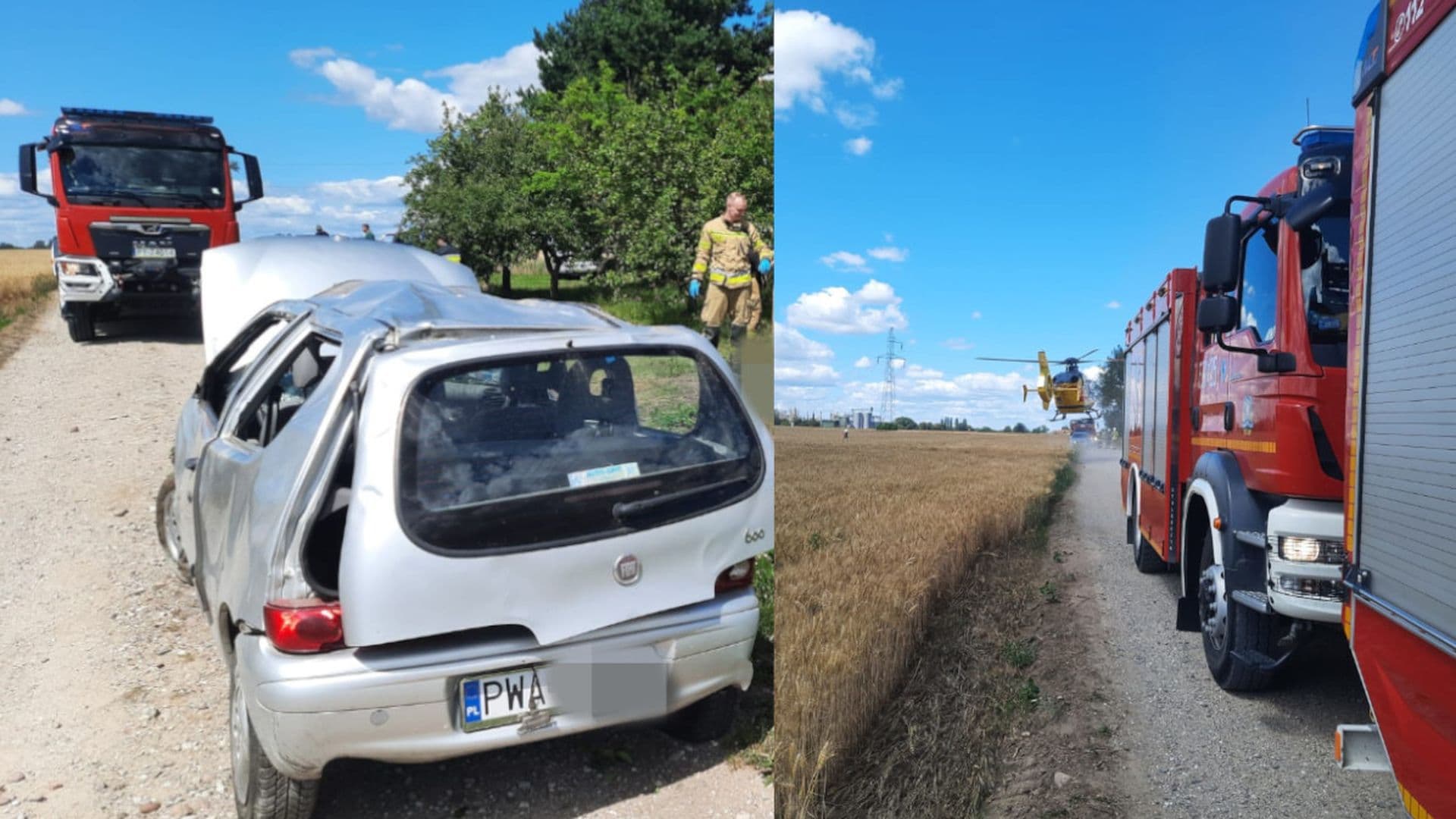 Tragiczny wypadek w Rąbczynie. Kobieta „została wyrzucona z samochodu”