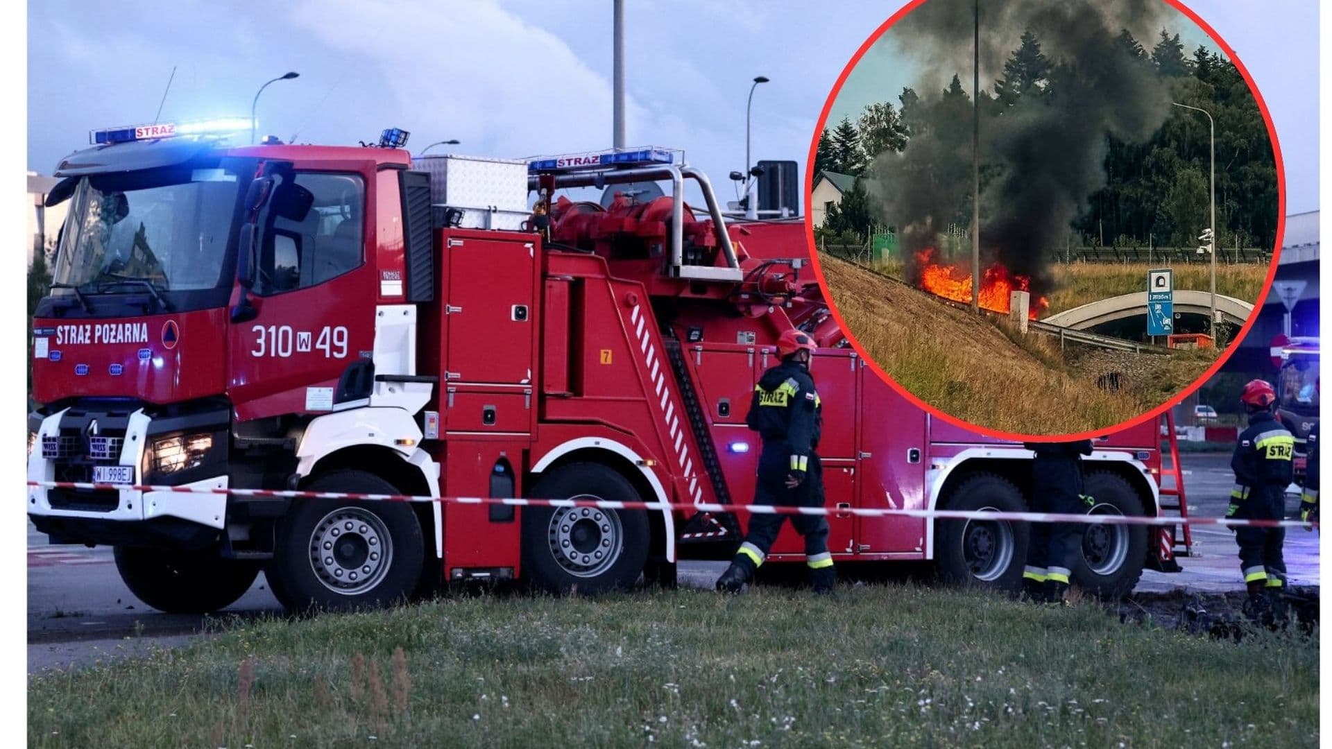 Pożar samochodu na S7. Tunel w kierunku Zakopanego zablokowany