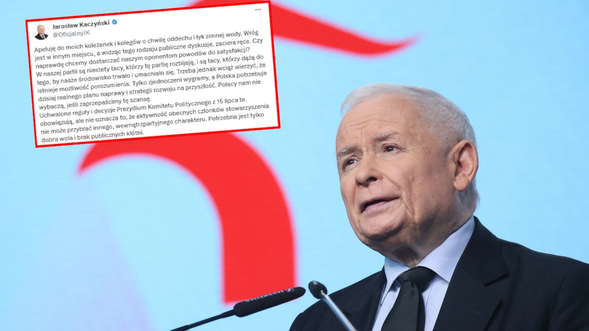 Kaczyński apeluje do polityków PiS. „W naszej partii są niestety tacy”