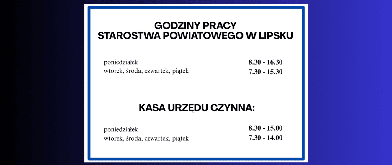 Nowe godziny pracy Starostwa Powiatowego w Lipsku