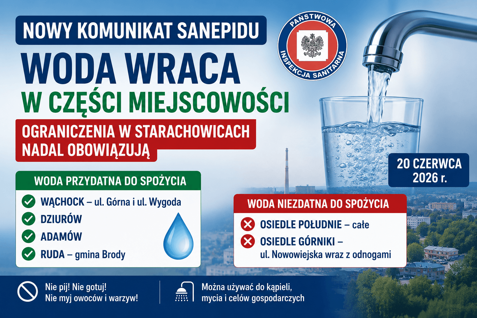Sanepid wydał nowe komunikaty. Gdzie woda jest już zdatna?