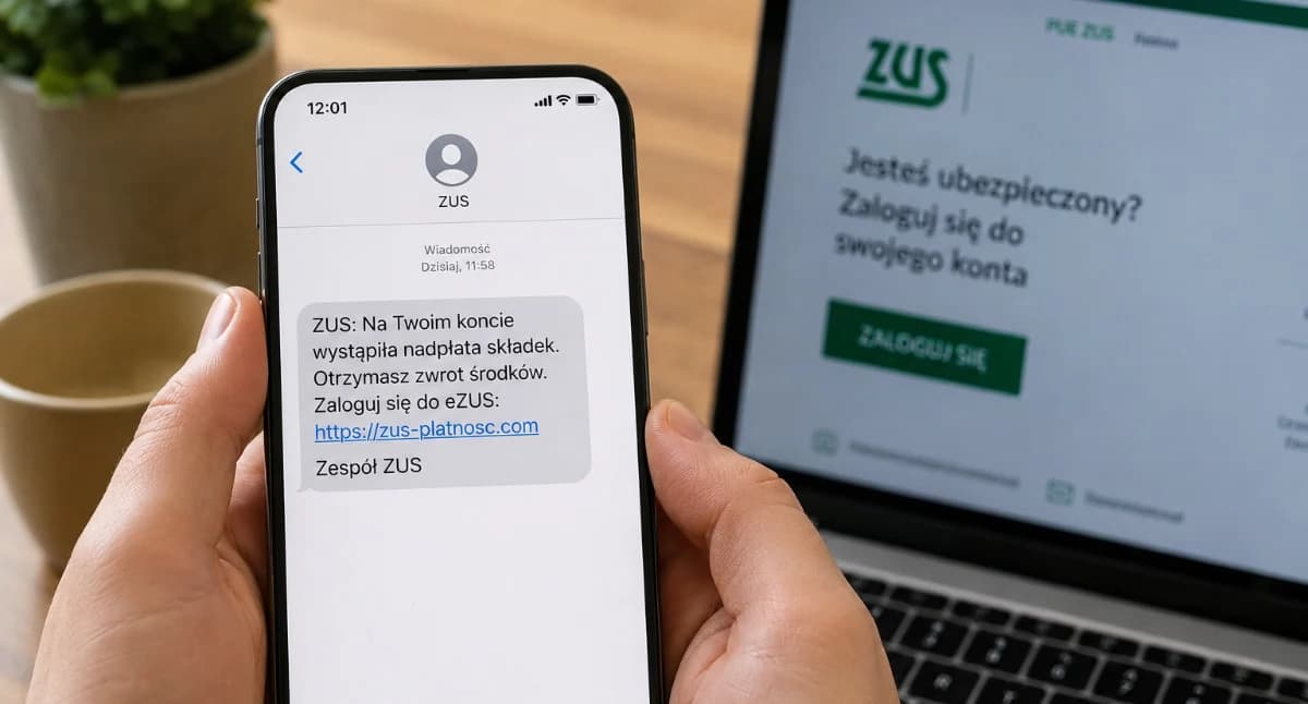 Fałszywe SMS-y od "ZUS". Oszuści znów próbują wyłudzić dane