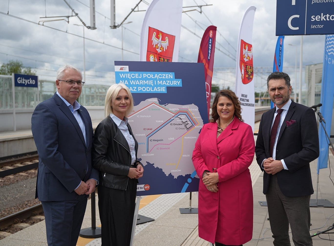 PKP Intercity uruchamia nowe połączenia przez Giżycko. Będzie szybciej do Warszawy, Wrocławia i Poznania