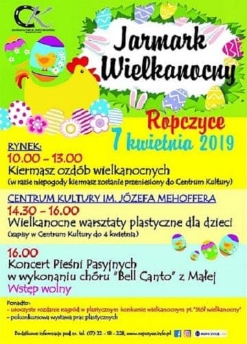 Ropczyce – (02.04.2019 r) – Centrum Kultury w Ropczycach zaprasza na „JARMARK WIELKANOCNY”