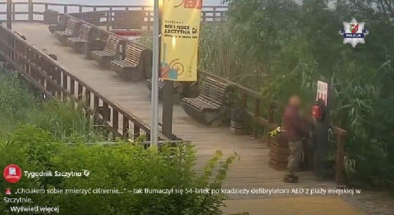 Ukradł AED, bo chciał „zmierzyć sobie ciśnienie”. 54-latek zatrzymany w Szczytnie