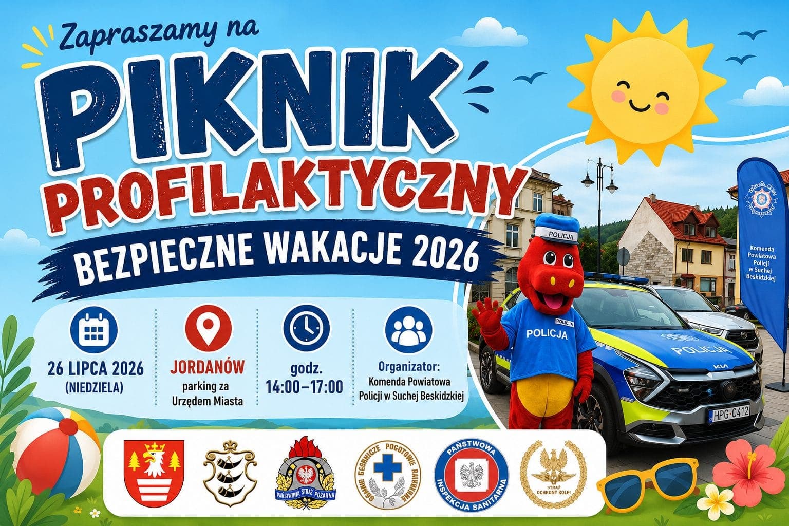 Bezpieczne wakacje w Jordanowie. W niedzielę piknik profilaktyczny