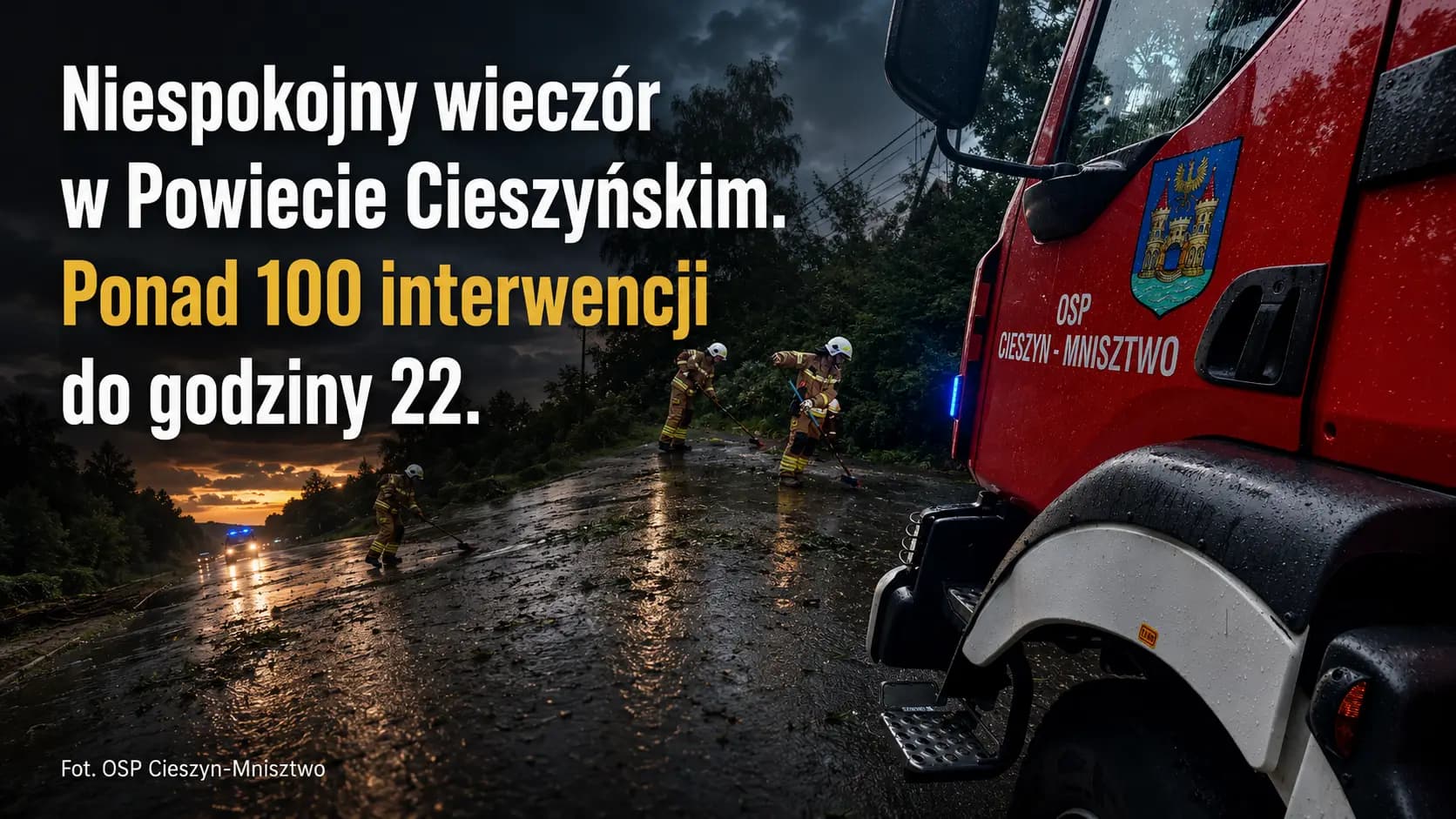 Nawałnica nad powiatem cieszyńskim. Zerwane dachy, powalone drzewa i dziesiątki interwencji strażaków
