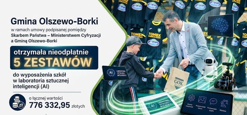 Powiat ostrołeckiSzkoły w gminie Olszewo-Borki zyskają laboratoria sztucznej inteligencji. Sprzęt trafi do pięciu placówek! 0